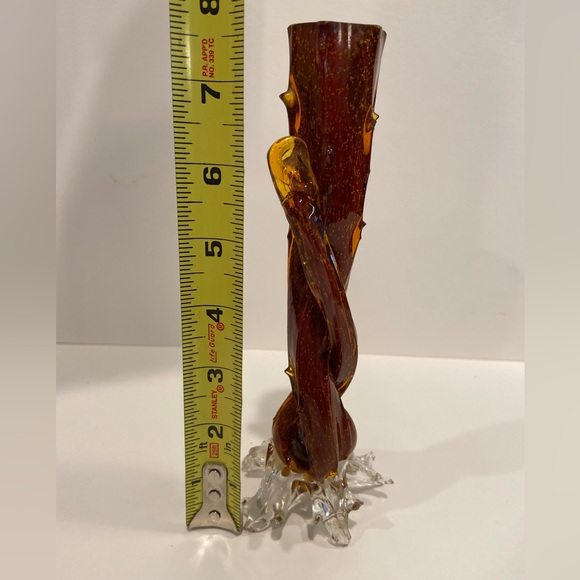 Vtg Antique Thorn Tree Twig, Twisted Bud Vase Blown Glass 7.5” Tall - Picture 6 of 13